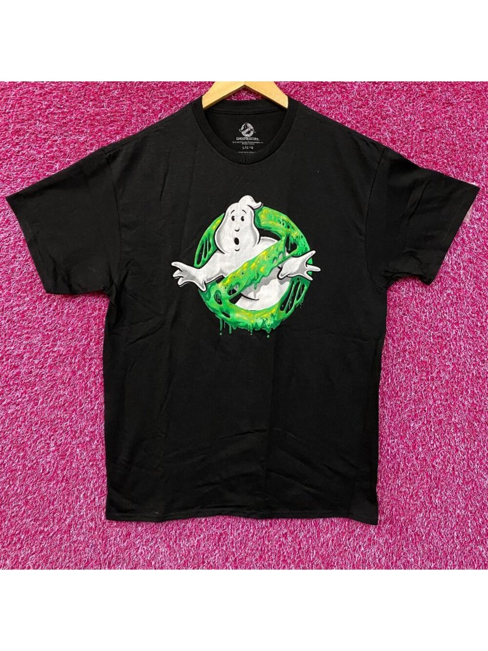 Ghostbusters Slimer Anti Ghost Logo Movie Promo T-Shirt L